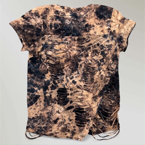 Affliction Womens T-Shirt American Customs 73 Foil Graphic Raw Edges Size Lrg - Picture 5 of 9